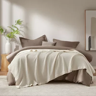 Madison Park Waffle Weave Cotton Lightweight Blanket