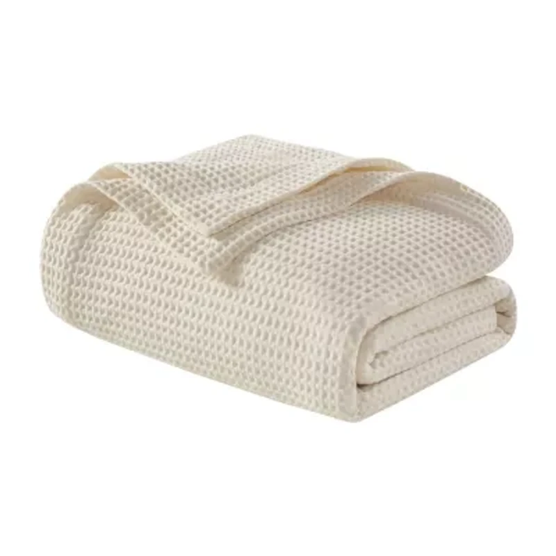 Madison Park Waffle Weave Cotton Lightweight Blanket
