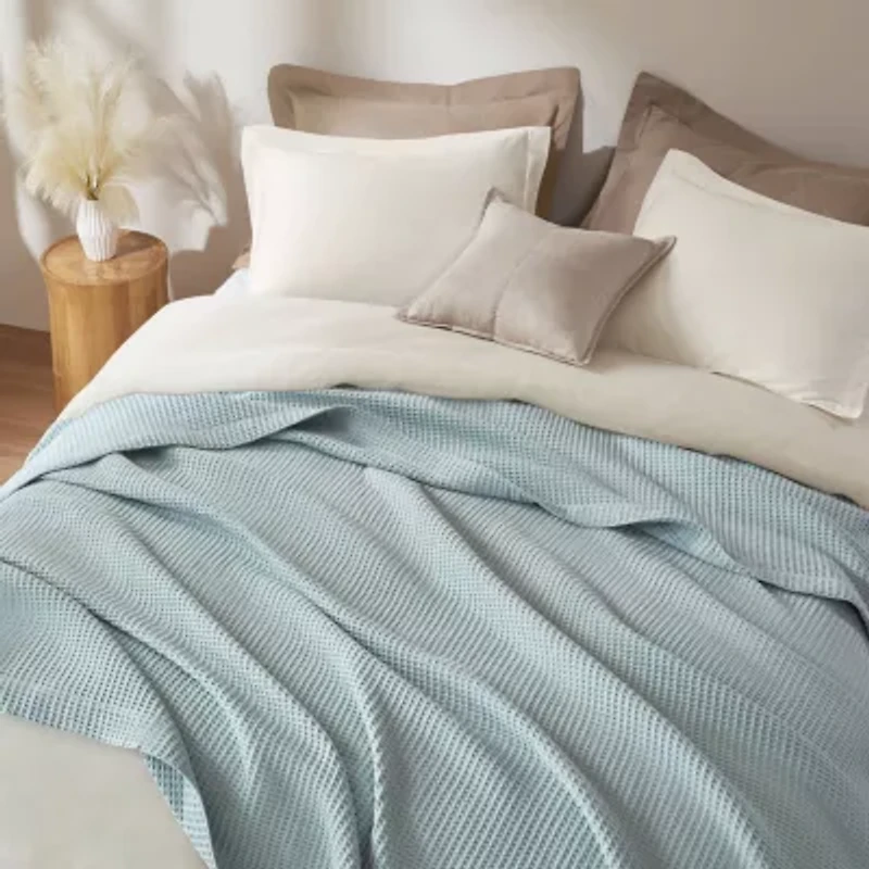 Madison Park Waffle Weave Cotton Lightweight Blanket