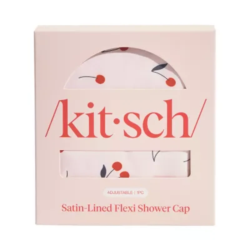 Kitsch Satin-Lined Flexi Shower Cap- Cherry Print