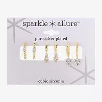 Sparkle Allure Womens Genuine Cubic Zirconia Round 3 Pair Earring Set