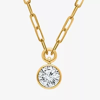 (I/Si2) Womens 1 CT. T.W. Lab Grown White Diamond 14K Gold Over Silver Round 18 Inch Pendant Necklace