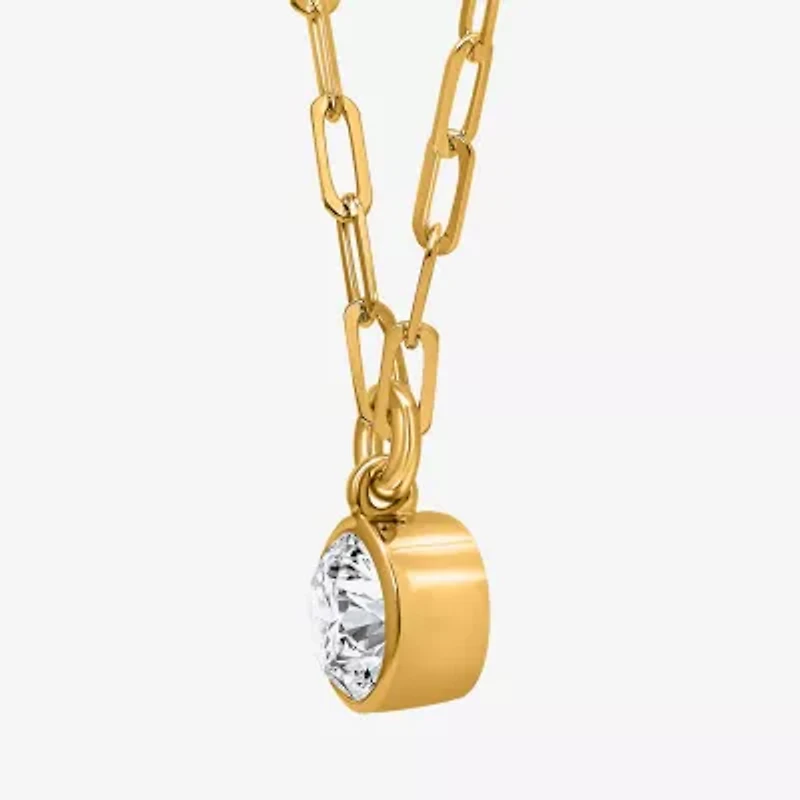 (I/Si2) Womens 1 CT. T.W. Lab Grown White Diamond 14K Gold Over Silver Round 18 Inch Pendant Necklace