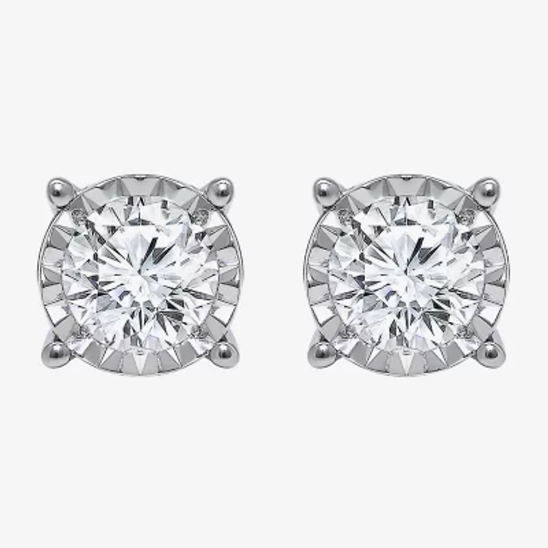 (I/Si2) 1 1/10 CT. T.W. Lab Grown White Diamond 10K White Gold 4.6mm Round Stud Earrings