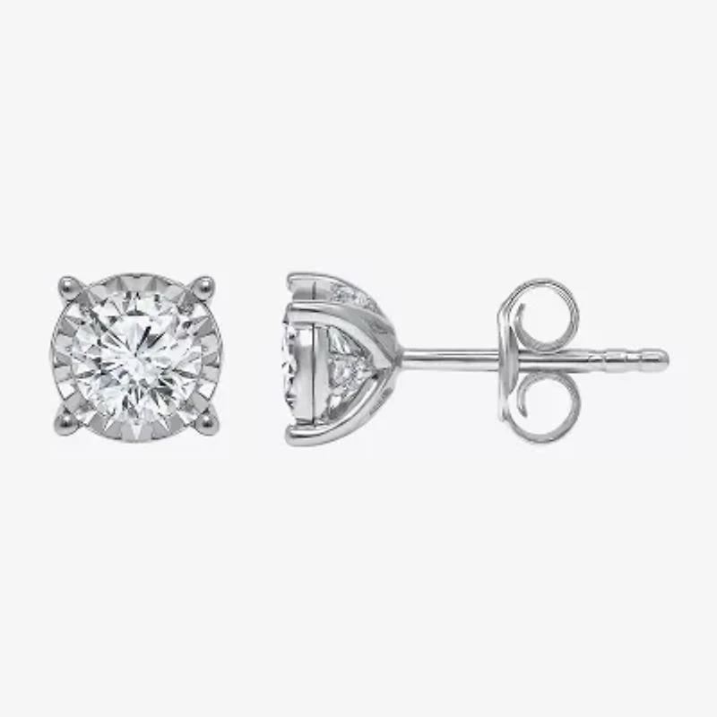 (I/Si2) 1 1/10 CT. T.W. Lab Grown White Diamond 10K White Gold 4.6mm Round Stud Earrings