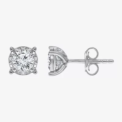 (I/Si2) 1 1/10 CT. T.W. Lab Grown White Diamond 10K White Gold 4.6mm Round Stud Earrings