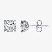 (I/Si2) 1 1/10 CT. T.W.  Lab Grown White Diamond 10K White Gold 4.6mm Round Stud Earrings