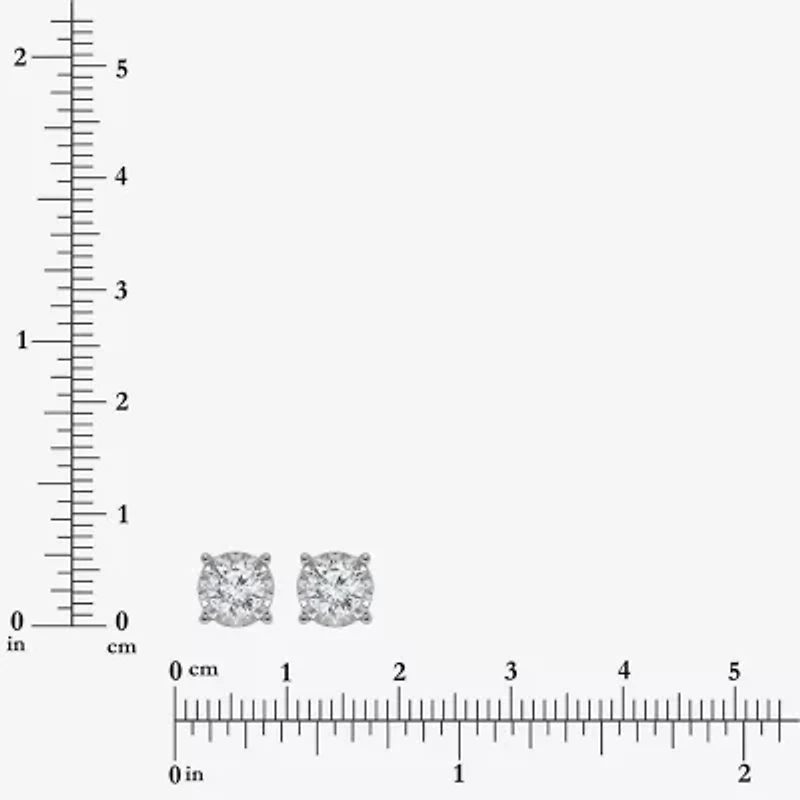 (I/Si2) 1 1/10 CT. T.W. Lab Grown White Diamond 10K White Gold 4.6mm Round Stud Earrings
