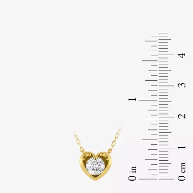 ( I/I2 ) 1/2 CT. T.W. Lab-Grown Diamond 14K Gold Over Silver Heart 18 Inch Pendant Necklace