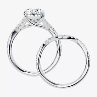 Signature By Modern Bride (G/Vs2-Si1) Womens 3 1/2 CT. T.W Lab Grown White Diamond 10K Gold Oval Side Stone Bridal Set