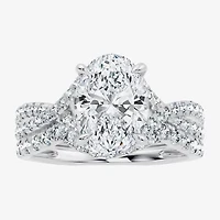 Signature By Modern Bride (G/Vs2-Si1) Womens 3 1/2 CT. T.W Lab Grown White Diamond 10K Gold Oval Side Stone Bridal Set