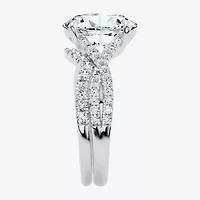 Signature By Modern Bride (G/Vs2-Si1) Womens 3 1/2 CT. T.W Lab Grown White Diamond 10K Gold Oval Side Stone Bridal Set