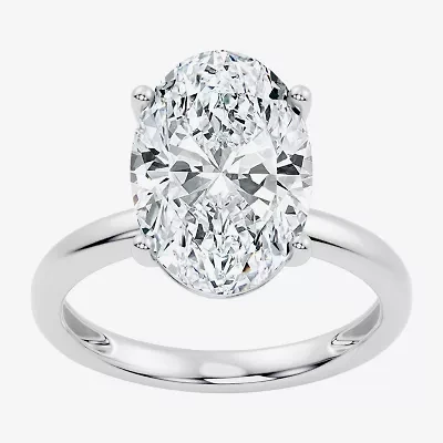 F/Vs2) Womens Ct. Lab Grown White Diamond 14K Gold Oval Solitaire Engagement Ring
