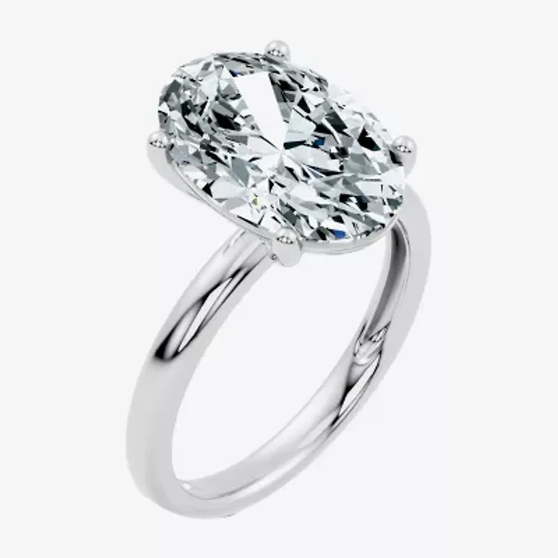 F/Vs2) Womens Ct. Lab Grown White Diamond 14K Gold Oval Solitaire Engagement Ring