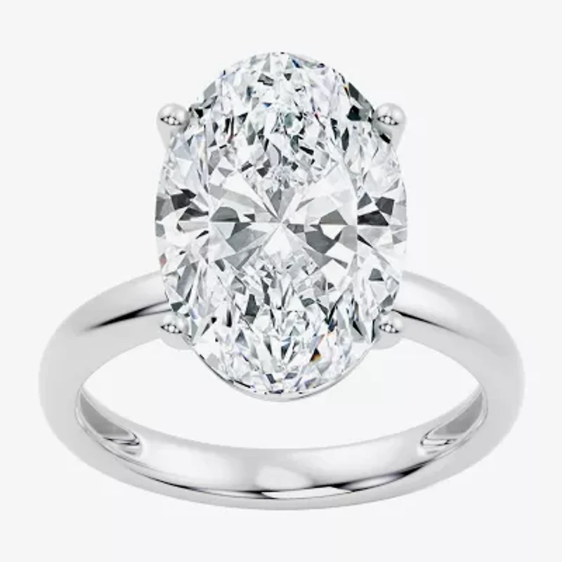 (F/Vs2) Womens 8 Ct. Lab Grown White Diamond 14K Gold Oval Solitaire Engagement Ring