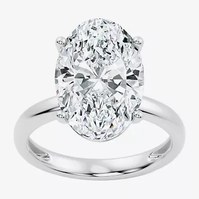 (F/Vs2) Womens 8 Ct. Lab Grown White Diamond 14K Gold Oval Solitaire Engagement Ring