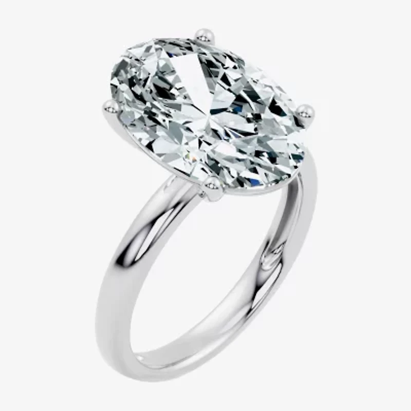 (F/Vs2) Womens 8 Ct. Lab Grown White Diamond 14K Gold Oval Solitaire Engagement Ring