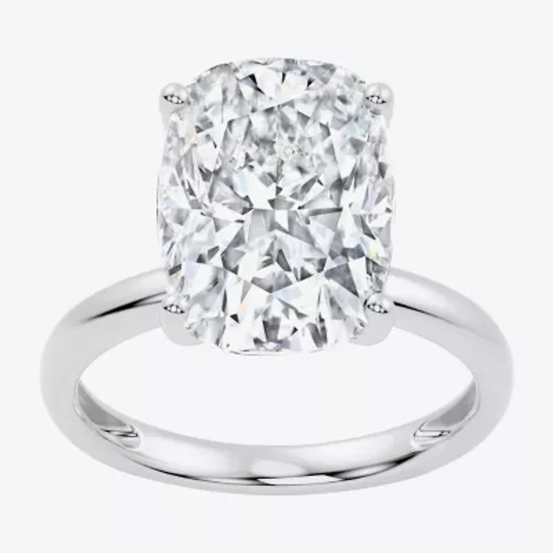 (F / Vs2) Womens 6 Ct. Lab Grown White Diamond 14K Gold Cushion Solitaire Engagement Ring