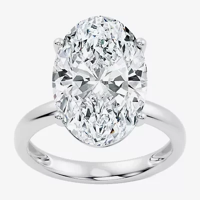 (F/Vs2) Womens 10 Ct. Lab Grown White Diamond 14K Gold Oval Solitaire Engagement Ring