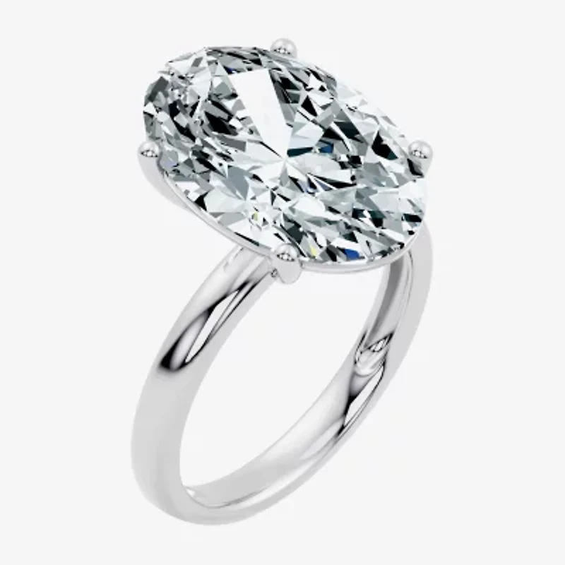 (F/Vs2) Womens 10 Ct. Lab Grown White Diamond 14K Gold Oval Solitaire Engagement Ring