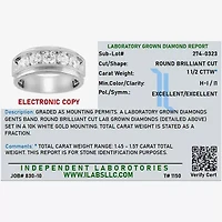 (H-I / I1) Mens 1 1/2 CT. T.W. Lab Grown White Diamond 10K Gold Wedding Band