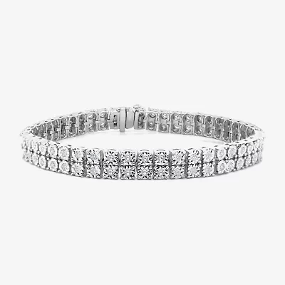 (F/Si2) Womens 2 CT. T.W. Lab Grown White Diamond Sterling Silver 7.5 Inch Tennis Bracelet