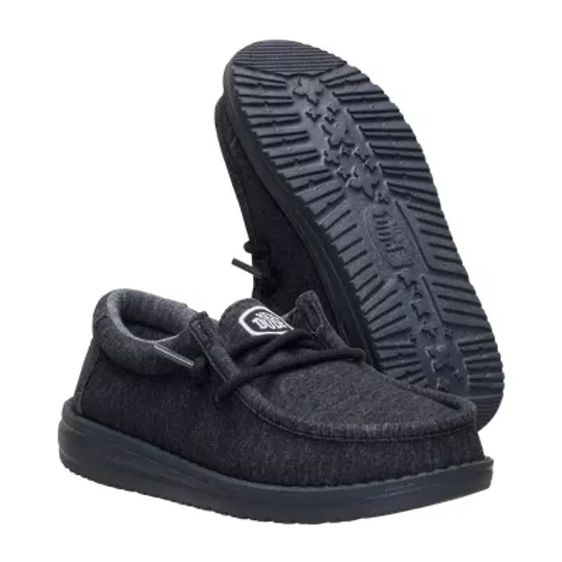 HEYDUDE Wally Stretch Jersey Youth Boys Round Closed Toe Slip-On Shoe