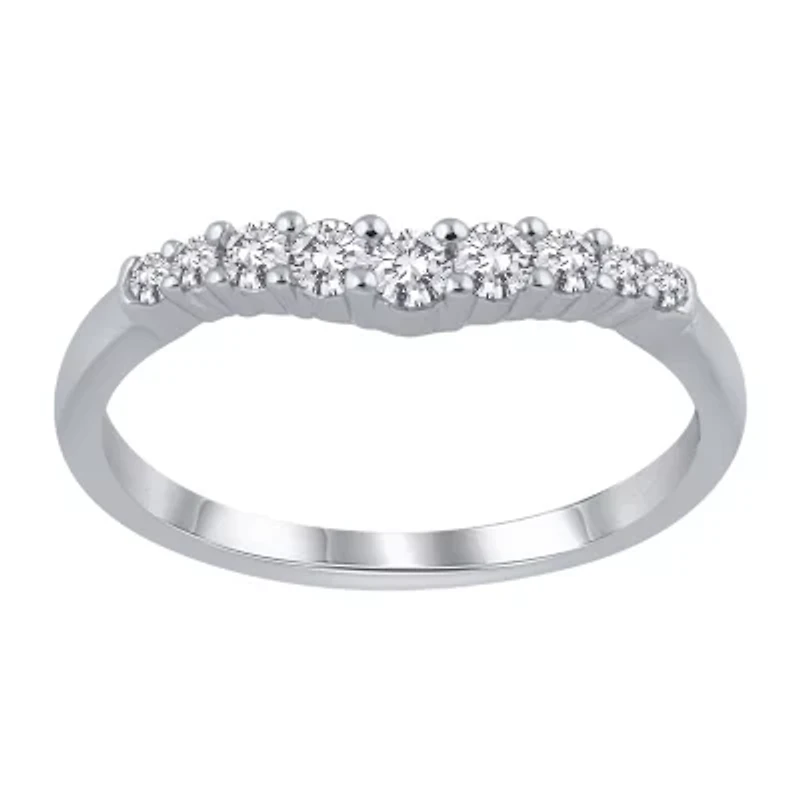 Womens 1/2 CT. T.W. Natural White Diamond 14K Gold Curved Ring Enhancer