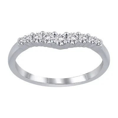 Womens 1/2 CT. T.W. Natural White Diamond 14K Gold Curved Ring Enhancer