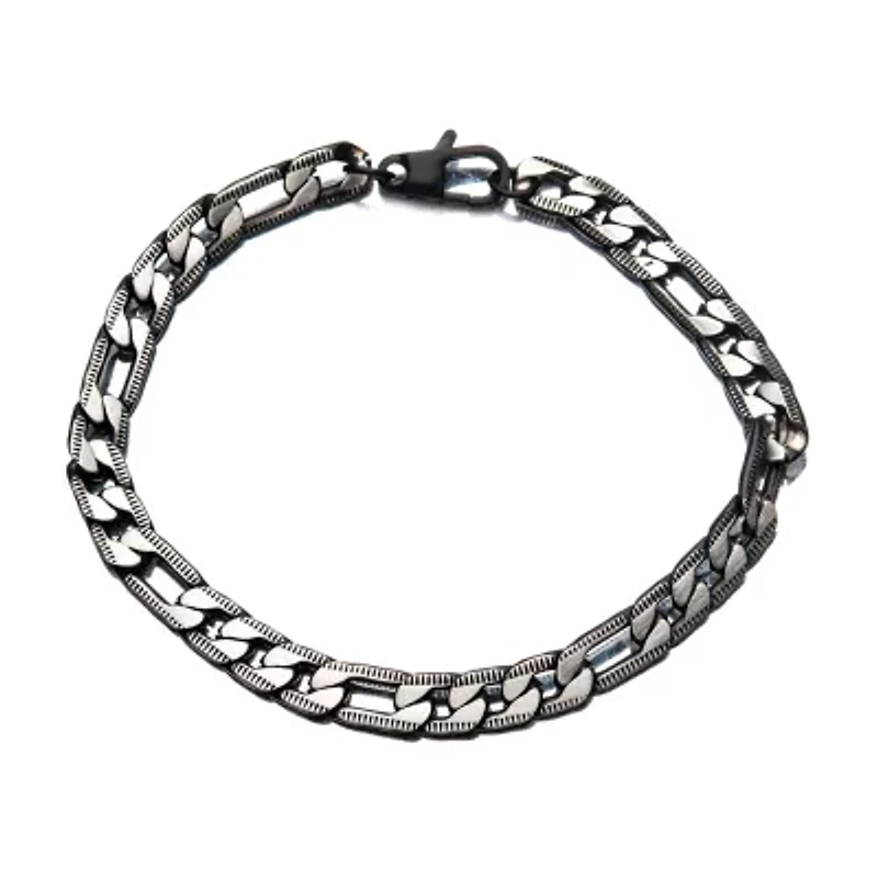 Mens Stainless Steel 8 1/2 Inch Figaro Chain Bracelet