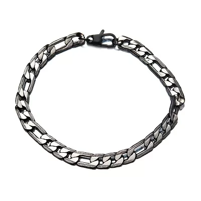 Mens Stainless Steel 8 1/2 Inch Figaro Chain Bracelet