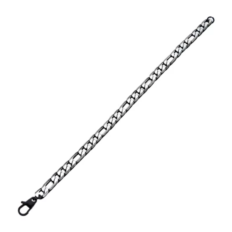 Mens Stainless Steel 8 1/2 Inch Figaro Chain Bracelet