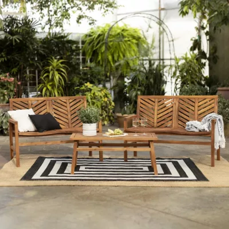 Walker Edison Vincent Patio Collection 3-pc. Conversation Set Weather Resistant