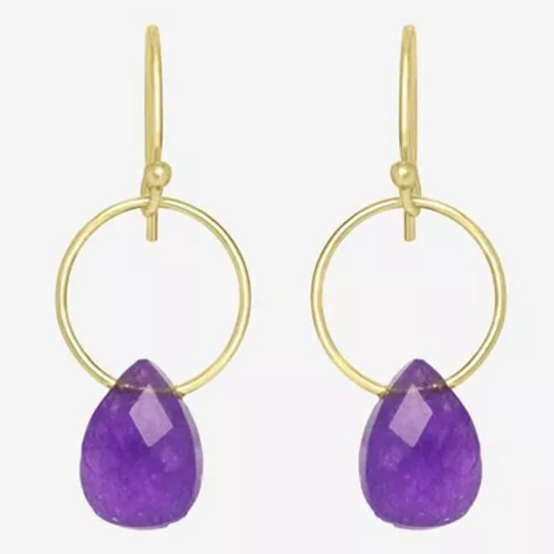 Sparkle Allure 14K Gold Over Brass Pear Drop Earrings