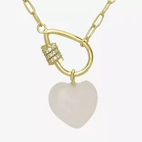 Sparkle Allure 14K Gold Over Brass 18 Inch Paperclip Heart Pendant Necklace