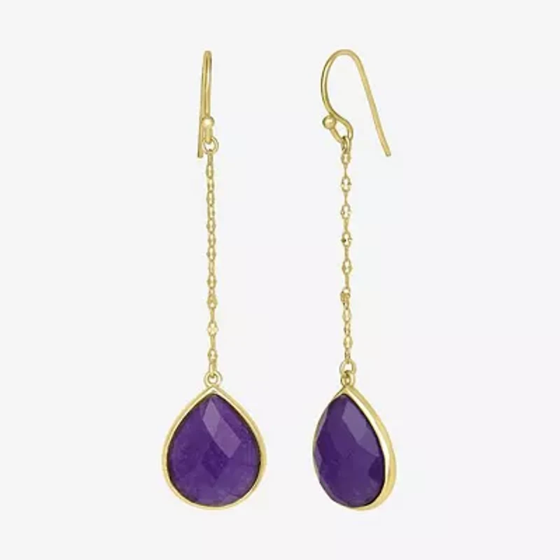 Sparkle Allure 14K Gold Over Brass Pear Drop Earrings