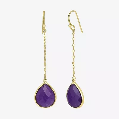 Sparkle Allure 14K Gold Over Brass Pear Drop Earrings