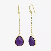 Sparkle Allure 14K Gold Over Brass Pear Drop Earrings