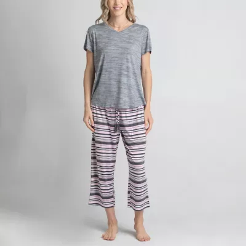 Muk Luks Womens Round Neck Short Sleeve 3-pc. Pajama Sets
