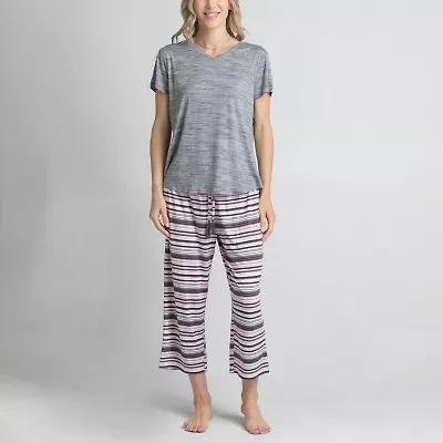Muk Luks Womens Round Neck Short Sleeve 3-pc. Pajama Sets