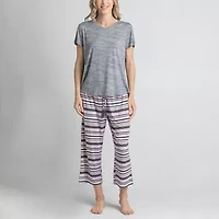 Muk Luks Womens Round Neck Short Sleeve 3-pc. Pajama Sets