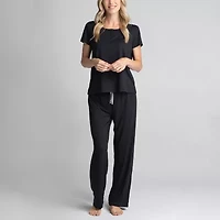 Muk Luks Womens Round Neck Short Sleeve 2-pc. Pajama Sets