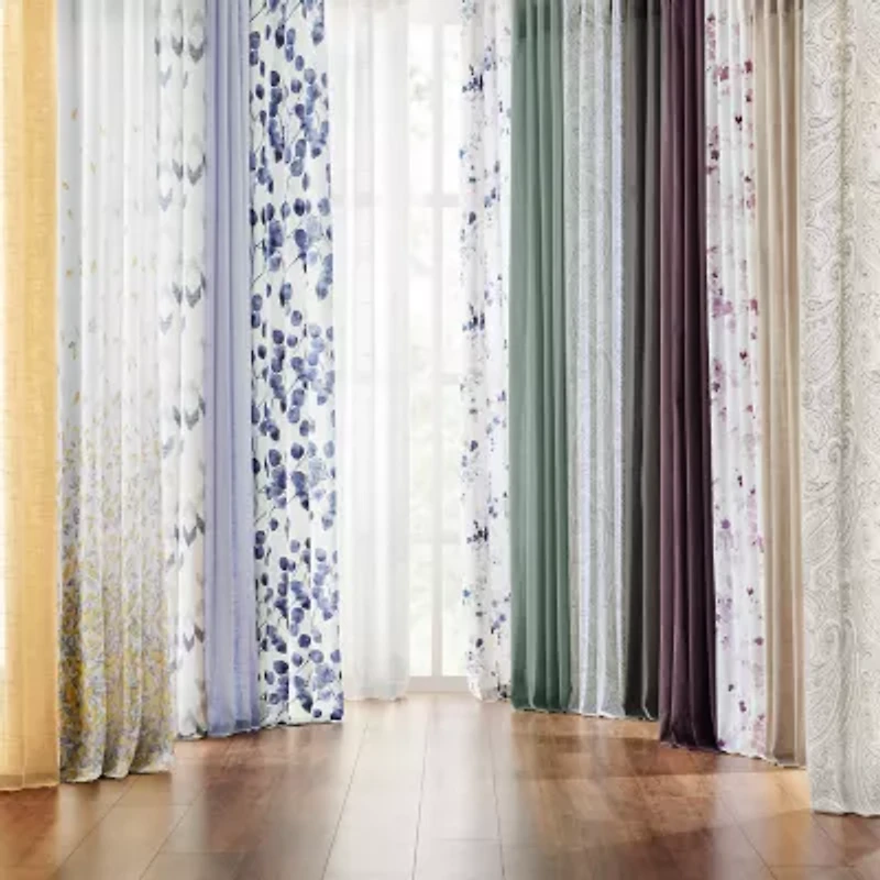 Fieldcrest Arden Solid Cotton Grommet Top Sheer Single Curtain Panel