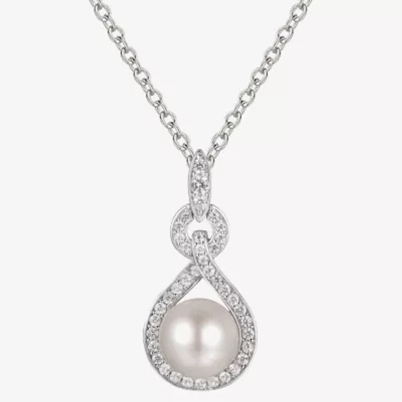 Womens White Cultured Freshwater Pearl Sterling Silver 18 Inch Pendant Necklace