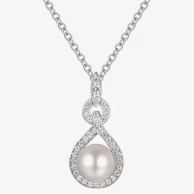 Womens White Cultured Freshwater Pearl Sterling Silver 18 Inch Pendant Necklace