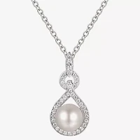 Womens White Cultured Freshwater Pearl Sterling Silver 18 Inch Pendant Necklace