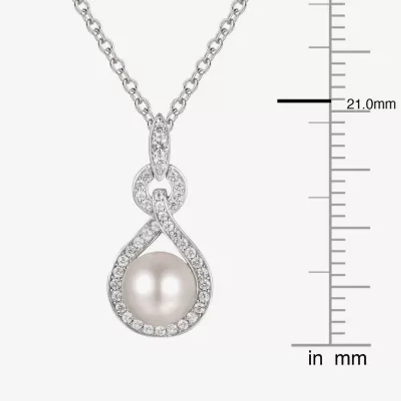 Womens White Cultured Freshwater Pearl Sterling Silver 18 Inch Pendant Necklace
