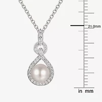 Womens White Cultured Freshwater Pearl Sterling Silver 18 Inch Pendant Necklace
