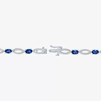Gemstone Sterling Silver Oval Tennis Bracelet