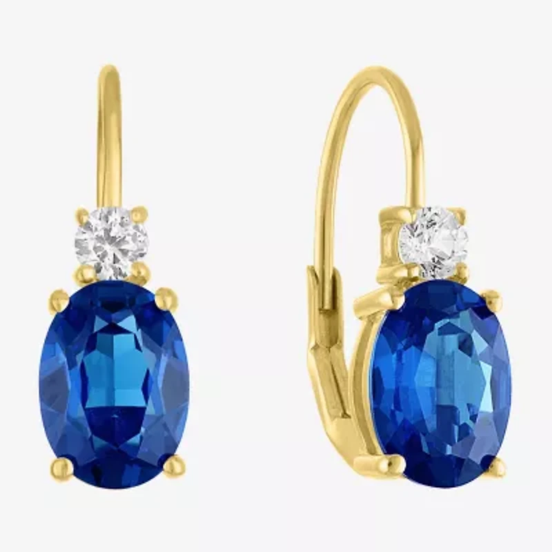 Gemstone 10K Gold Oval Drop Earrings